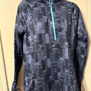 Under Armour Black and Gray Patterned Pullover with Blue Zipper